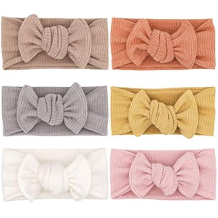 LaPettieCo Handmade Baby Headbands Stretchy Nylon Headband with Bows for Newborn Infant Baby Toddler | Amazon (US)
