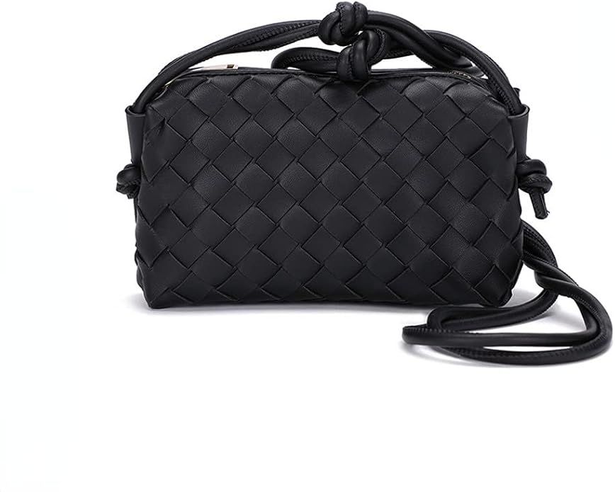 Small Crossbody Shoulder Bag for Women, Woven Leather Handbags, Shoulder Bag Purse with Zipper an... | Amazon (US)