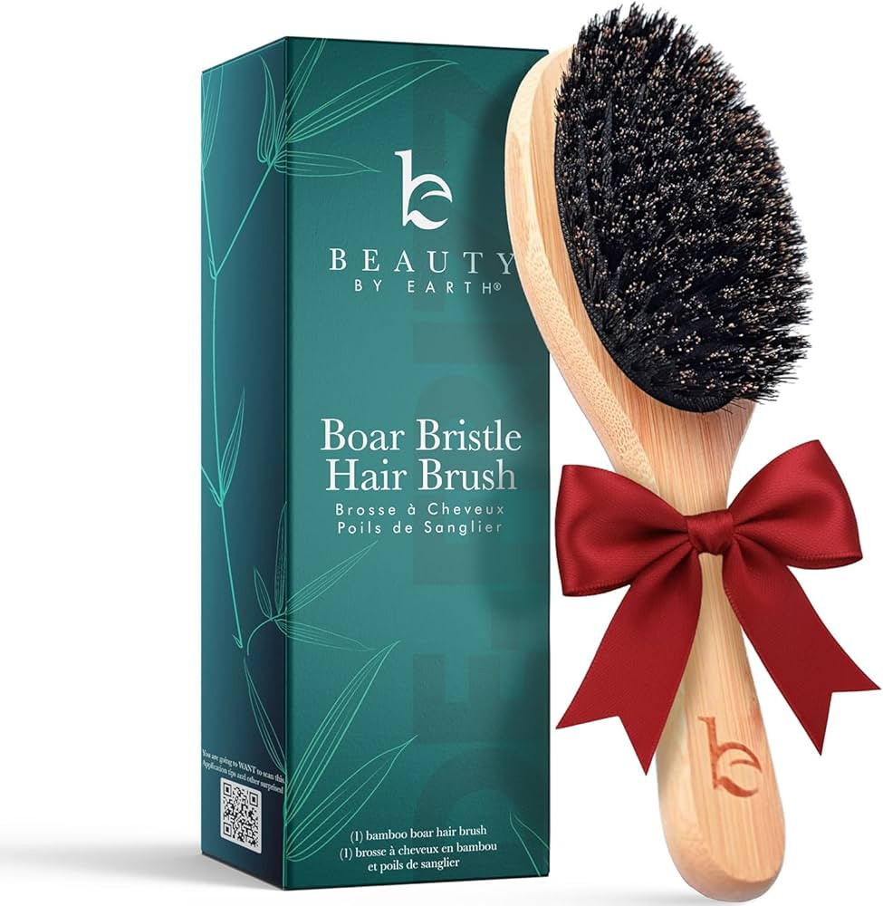 Boar Bristle Hair Brush for Women and Men, Natural 100% Soft Boars Hairbrush for Fine and Thin Hair | Amazon (US)