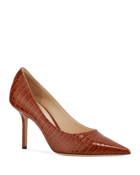 Jimmy Choo Love Croc-Embossed Leather Pumps | Neiman Marcus