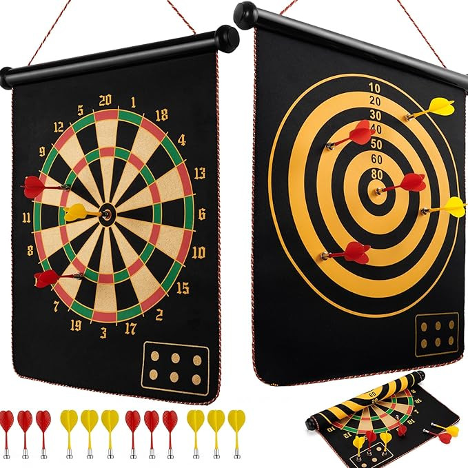 BATURU Magnetic Dart Board for Kids, Teens, and Adults — Double-Sided Dart Board Game with Stro... | Amazon (US)