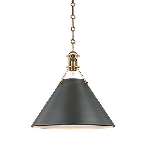 Metal No. 2 Gold and Bronze One-Light Pendant | Bellacor