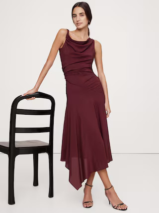 Crepe Twist-Shoulder Dress | Banana Republic (US)