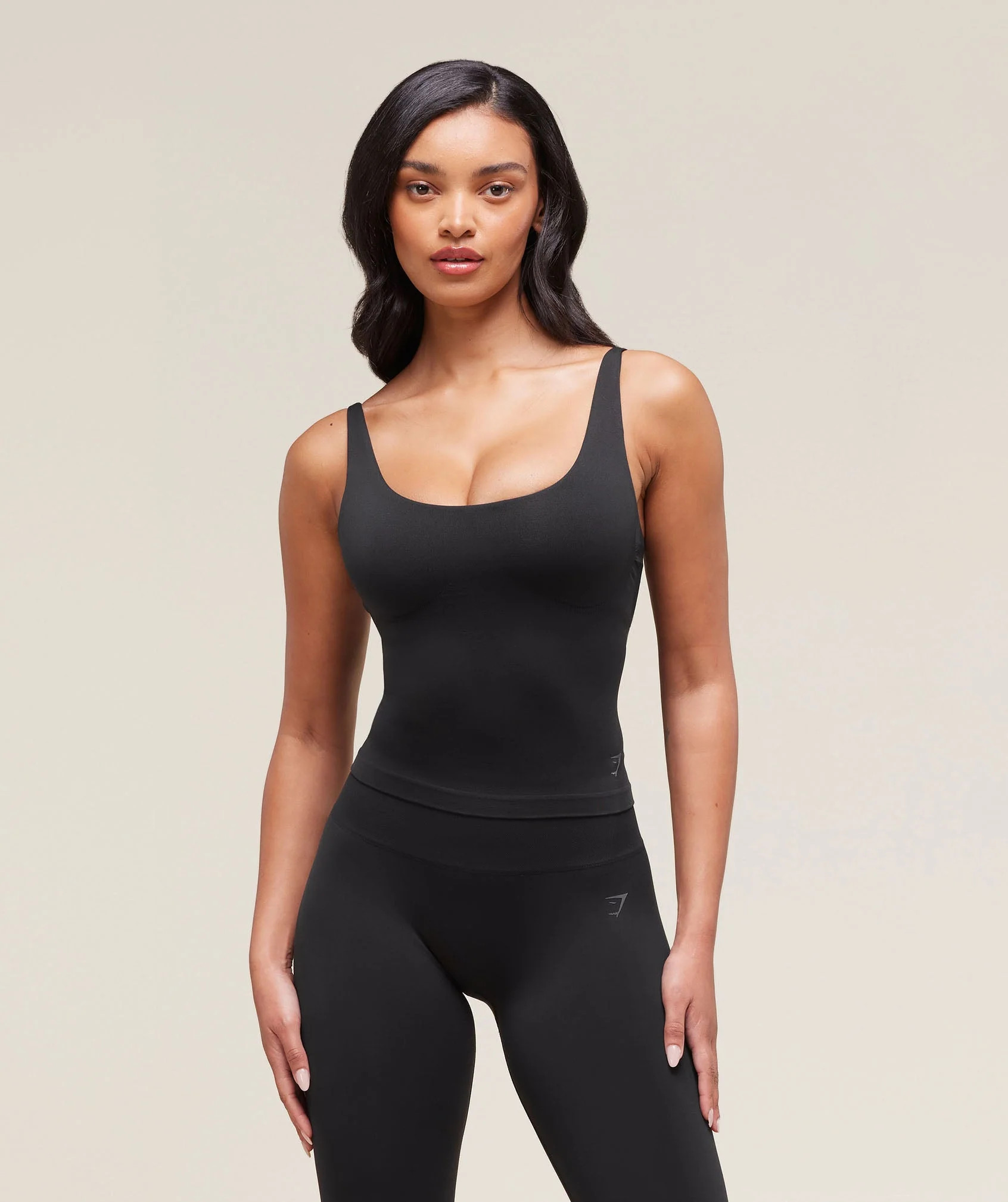 Gymshark Soft Sculpt Tank With Shelf - Black | Gymshark UK