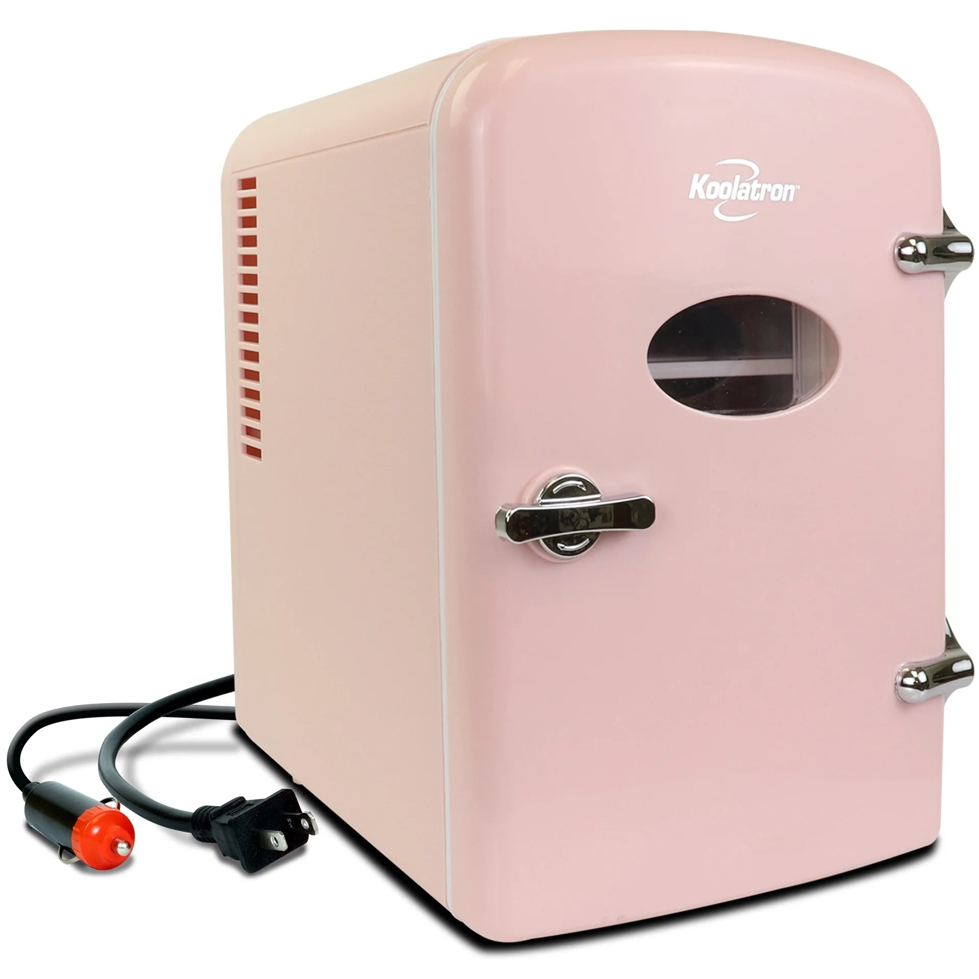 Koolatron 4L Retro Portable Mini Fridge 12V DC 110V 6 Can Cooler Pink | Walmart (US)