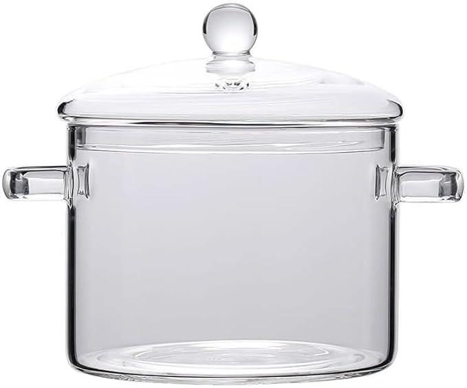 Glass Saucepan Pot with Cover, 2300ml/77OZ Heat-Resistant Glass Saucepan Cooking Pot for Pasta No... | Amazon (US)