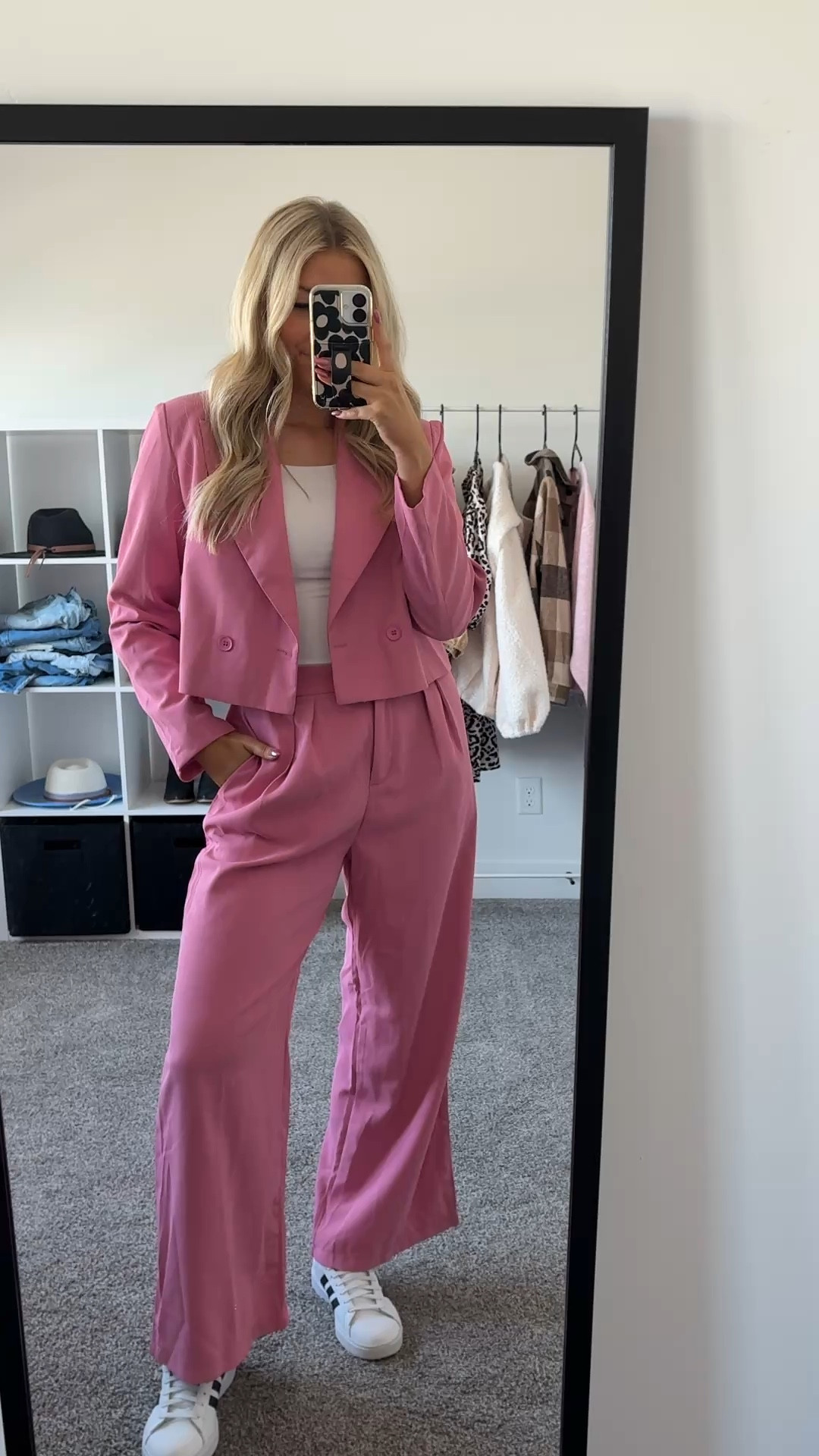Teacher Valentine’s outfit idea! Love this pink blazer set so much!! 
Set: wearing M
Sneakers: true to size 

| teacher outfit | Valentine’s Day | valentines outfit | pink blazer 

#LTKFindsUnder100 #LTKSeasonal