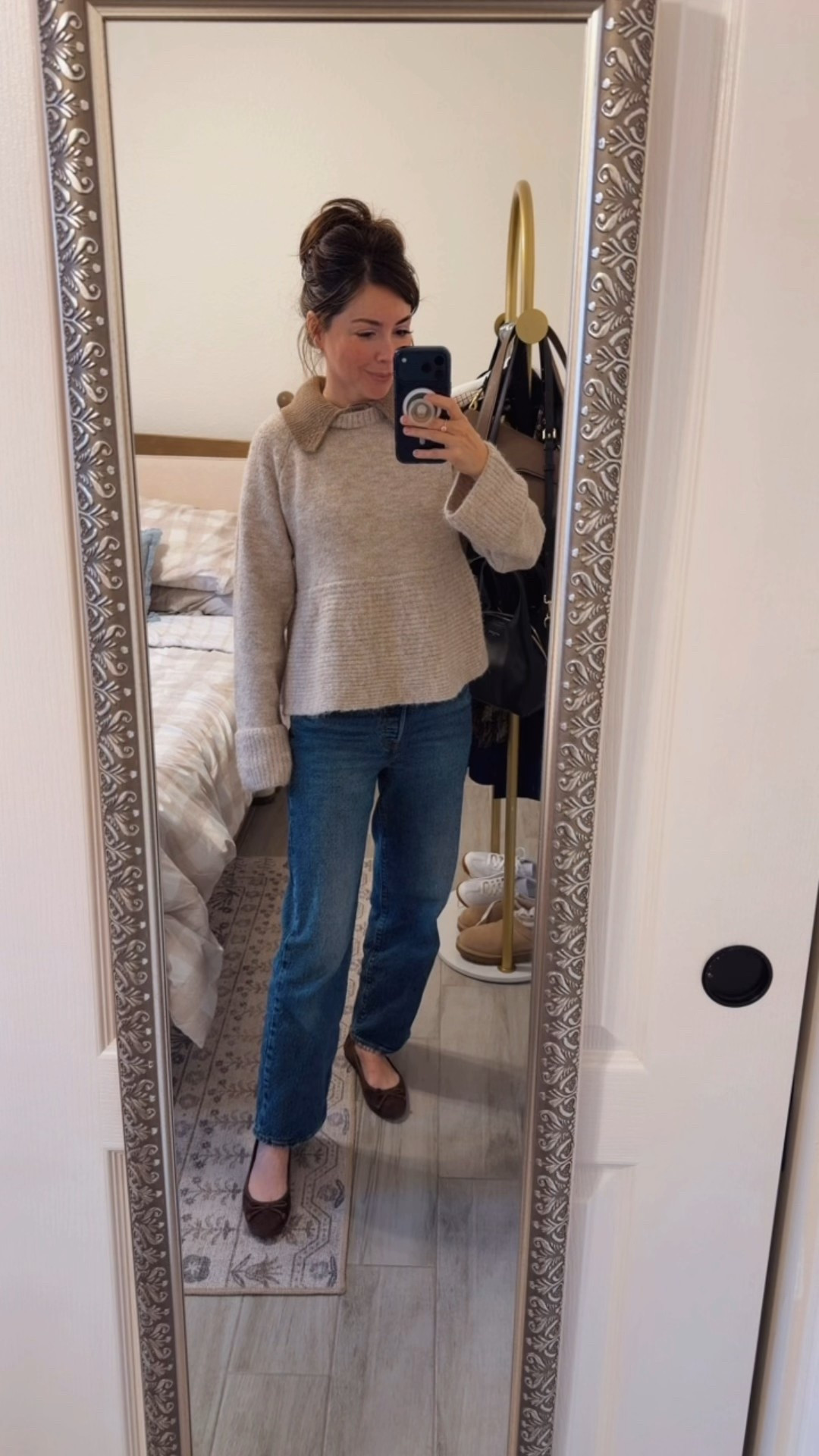 Jeans with a cozy sweater with a dash of statement is where it’s at this one has a peplum hem and an attached collar. Paired it with jeans a flats for an everyday look 



#LTKPetite #LTKootd