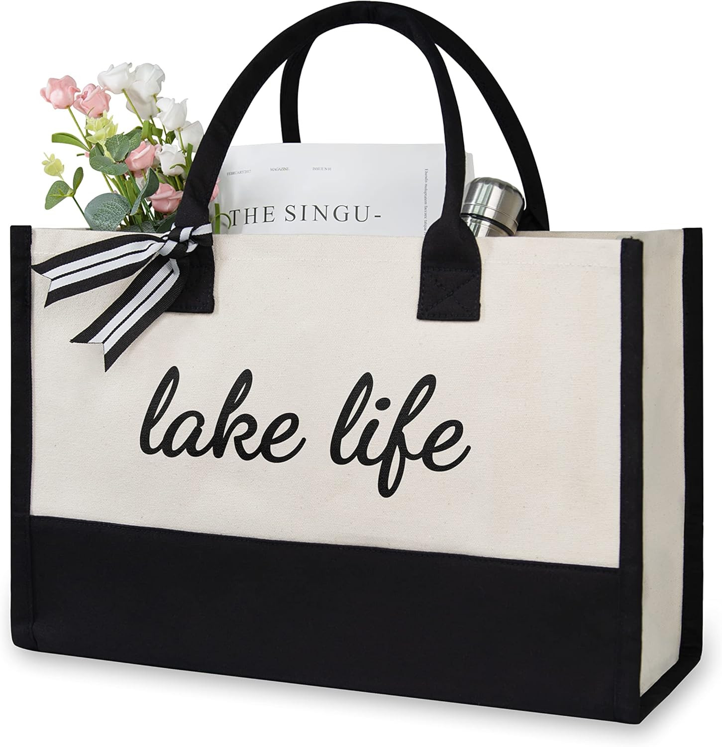 TOPDesign Lake Trip Bag, Canvas Beach Tote for Boating Weekend Getaway Holiday Overnight Travel, ... | Amazon (US)