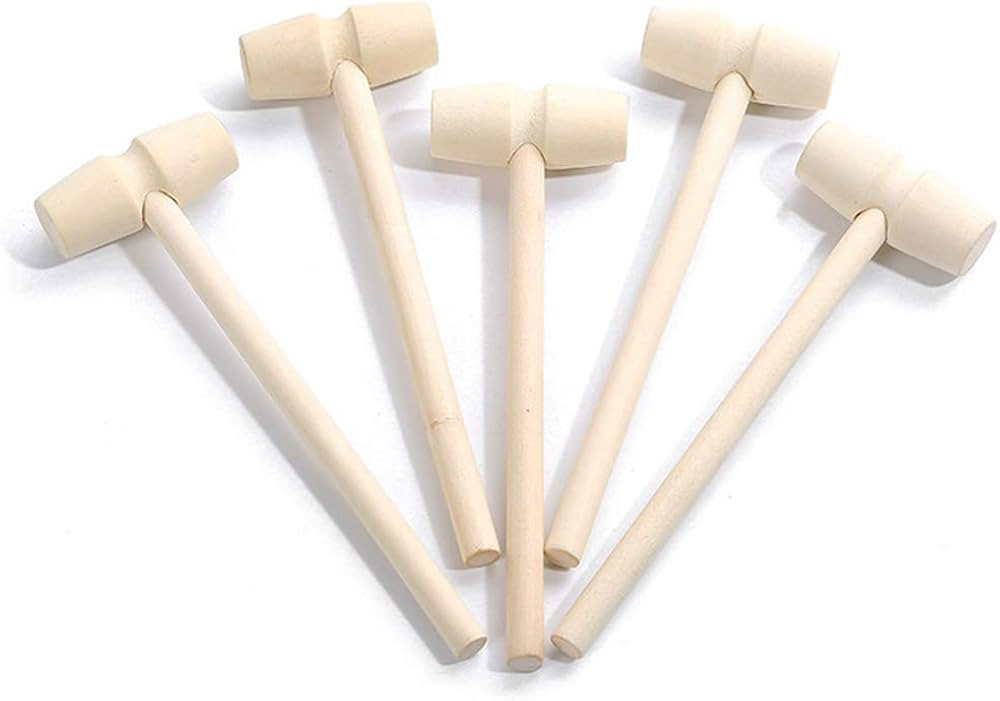 10 Pcs Wooden Mini Hammers Multi-Purpose Natural Wood Hammer for Crab Lobster Mallets | Amazon (US)