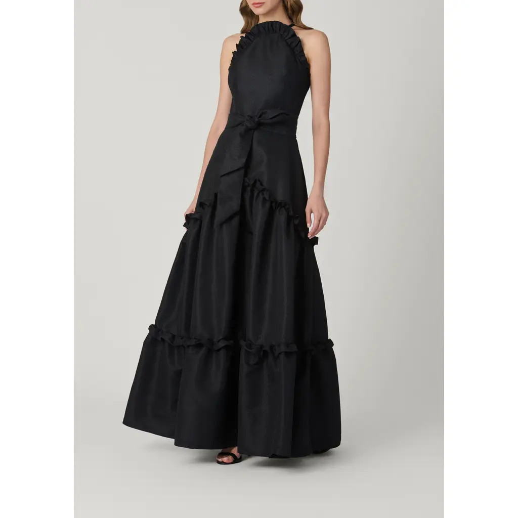 Shoshanna Midnight Lucille Moire Taffeta Dress in Jet at Nordstrom, Size 10 | Nordstrom