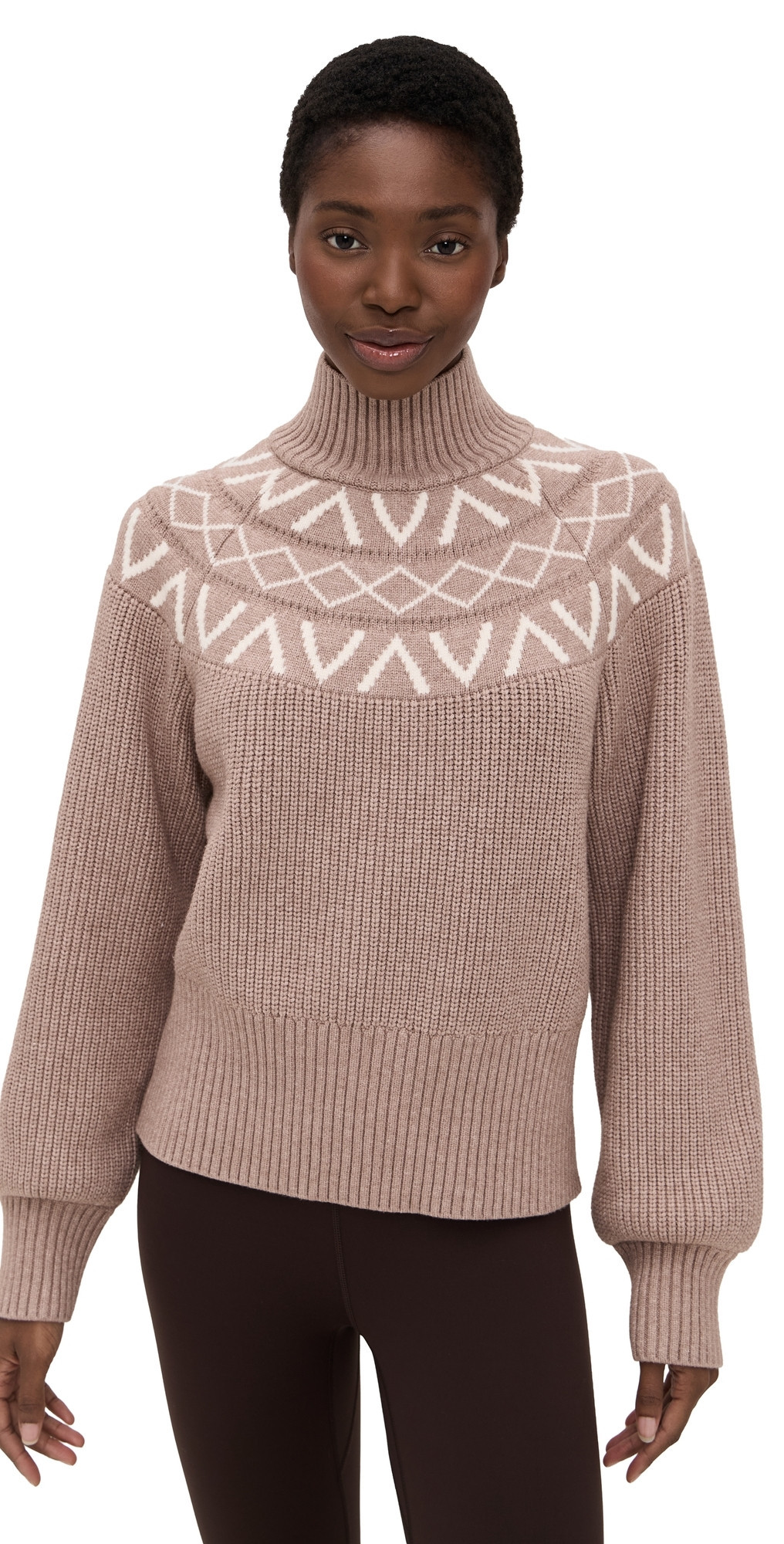 Varley Marcie Fair Isle Yoke Knit Sweater Light Taupe Marl M | Shopbop