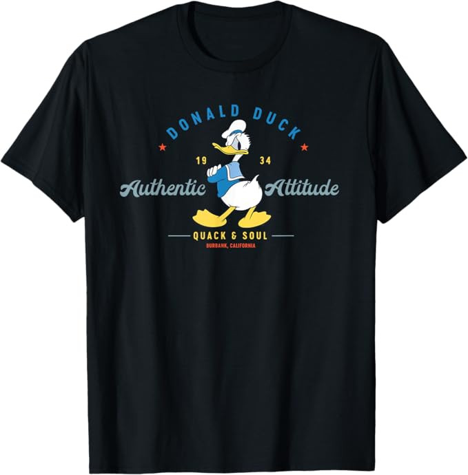 Disney Donald Duck Authentic Attitude Retro Vintage T-Shirt | Amazon (US)