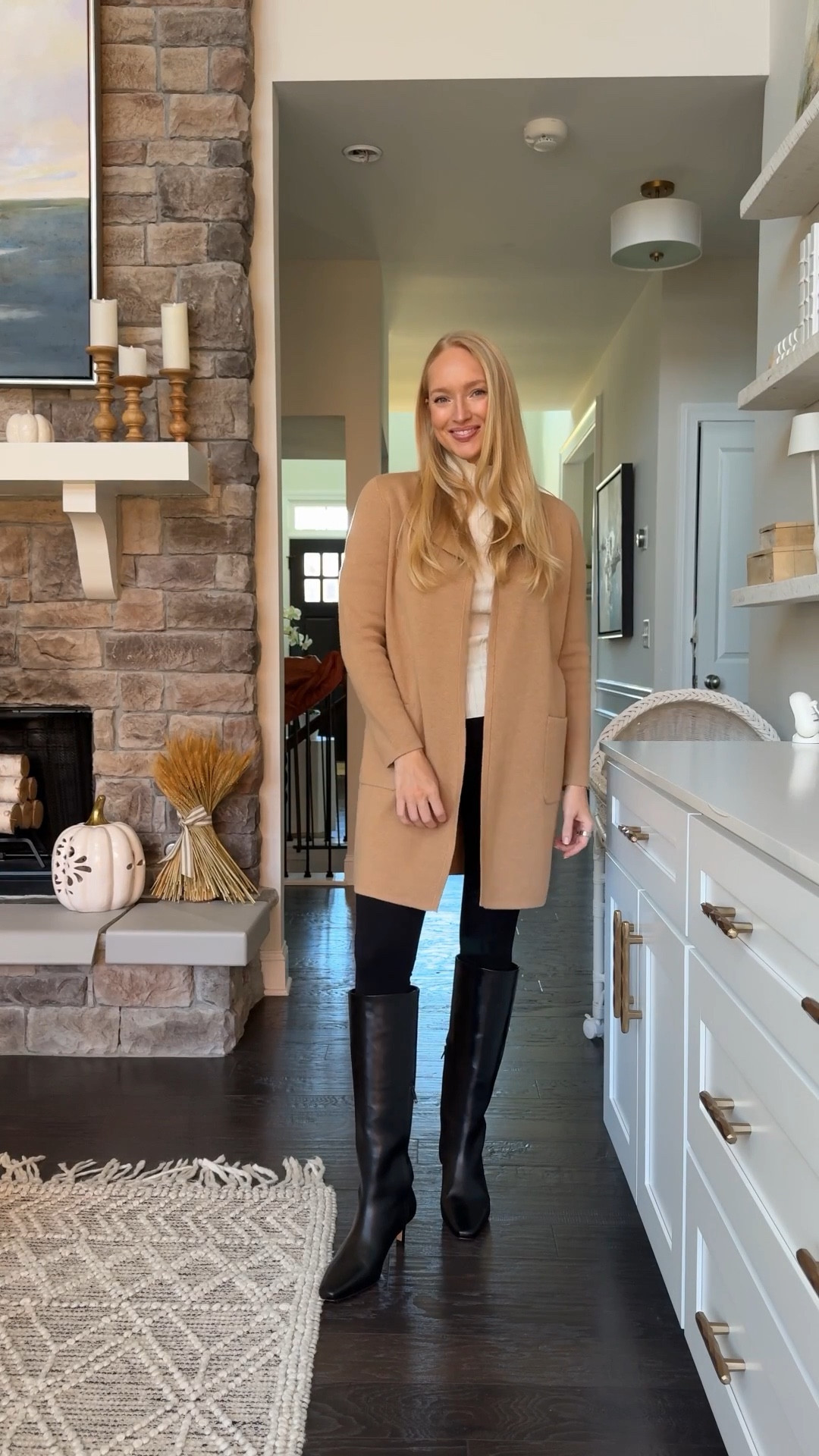 My favorite wool coatigan is on sale! It runs oversized so I recommend sizing down 1 size. I sized down 2 from my normal for a closer fit to wear it more as a cardigan  (wearing XXS). Paired with leggings and knee high boots! 

#LTKCyberWeek #LTKSaleAlert #LTKootd