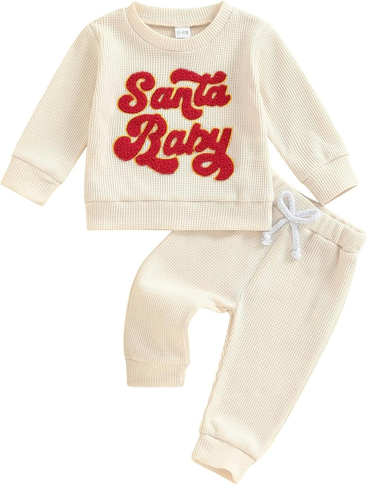 Toddler Baby Boy Girl Christmas Outfits Print Long Sleeve Tops Jogger Pants Sets Infant Xmas Fall... | Amazon (US)