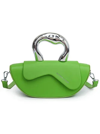 Fashionable Metal Handle Handbag Irregular Design Crossbody Bag | Stylewe