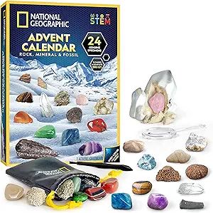NATIONAL GEOGRAPHIC Rock Collection Advent Calendar 2023 with 24 Gemstones, Minerals & Fossils fo... | Amazon (US)