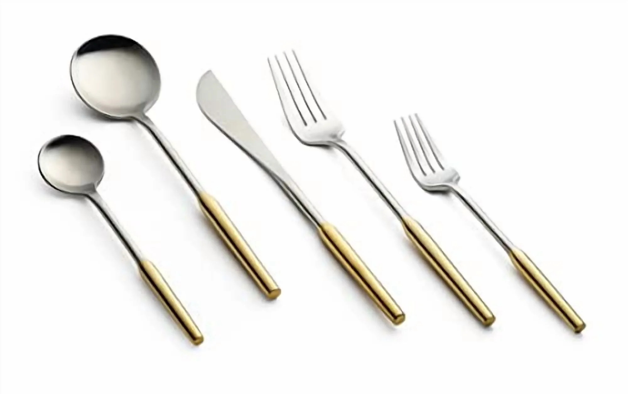 Vikko Modern Two-Tone Silverware Set: Unique Brushed Gold and Silver Flatware Set - Satin Matte -... | Walmart (US)