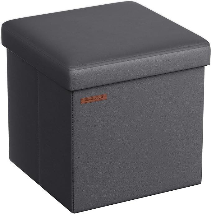 SONGMICS 15 Inches Ottoman with Storage, Footstool, Storage Ottoman, Synthetic Leather, 660 lb Lo... | Amazon (US)