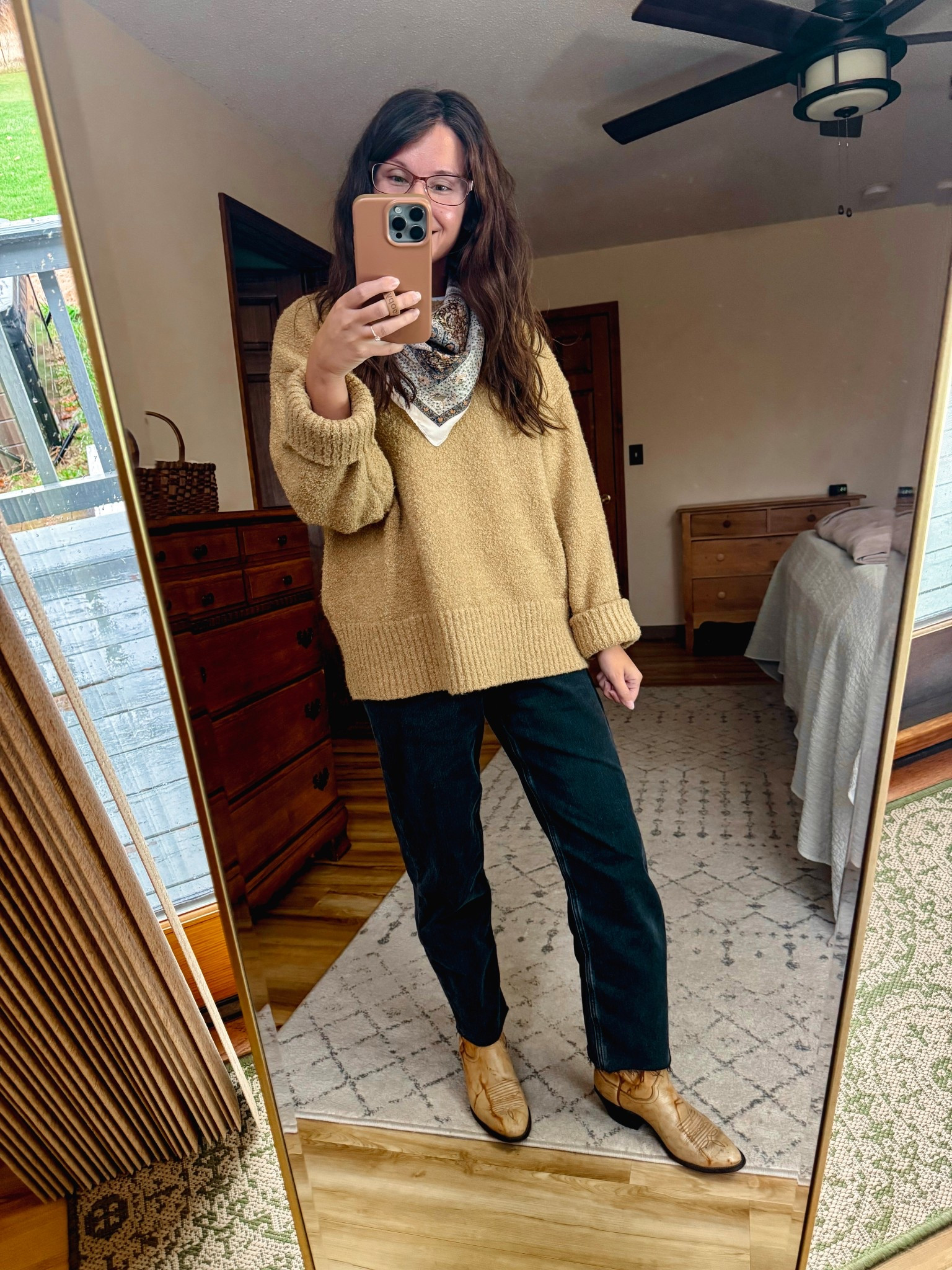 Wearing small in my tee, small in my sweater (dark khaki), 00 xshort in my jeans and my cowboy boots are older so I linked similar 

#LTKPetite #LTKSeasonal #LTKFindsUnder100