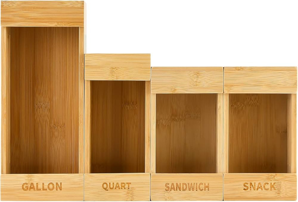 Ziplock Bag Storage Organizer, 4-piece Sandwich Bag Organizer, Premium Bamboo Plastic Bag Organiz... | Amazon (CA)