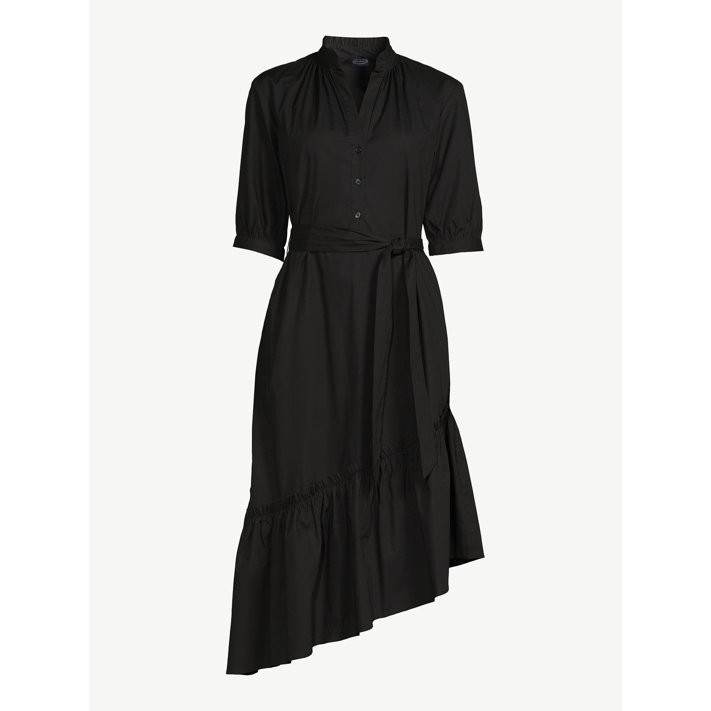 Scoop Women's Asymmetric Ruffled Midi Dress - Walmart.com | Walmart (US)