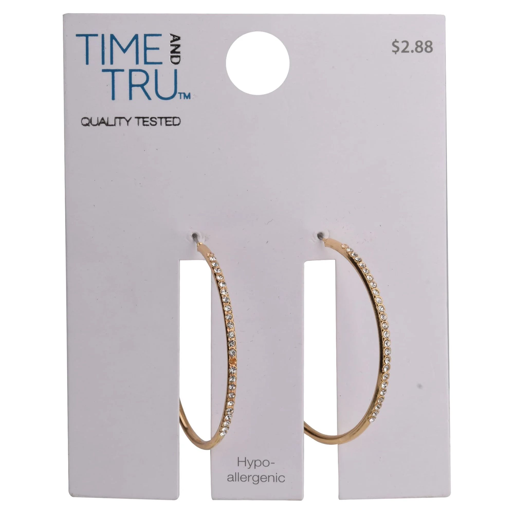 Time and Tru Women's Gold Crystal Hoop Earring - Walmart.com | Walmart (US)