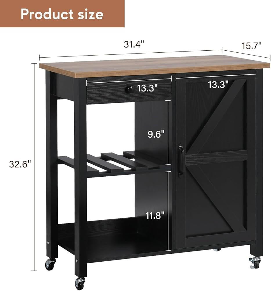 4 EVER WINNER Kitchen Island with Storage, Small Kitchen Island on Wheels, Portable Kitchen Islan... | Amazon (US)