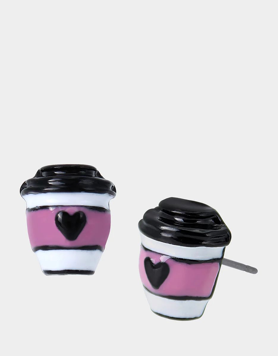 BACK TO COOL COFFEE STUDS PINK | Betsey Johnson