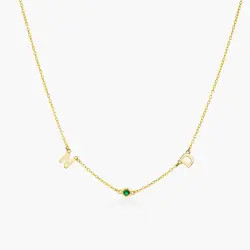 Inez Initial Necklace With Gemstones  - Gold Vermeil | Oak & Luna (US)