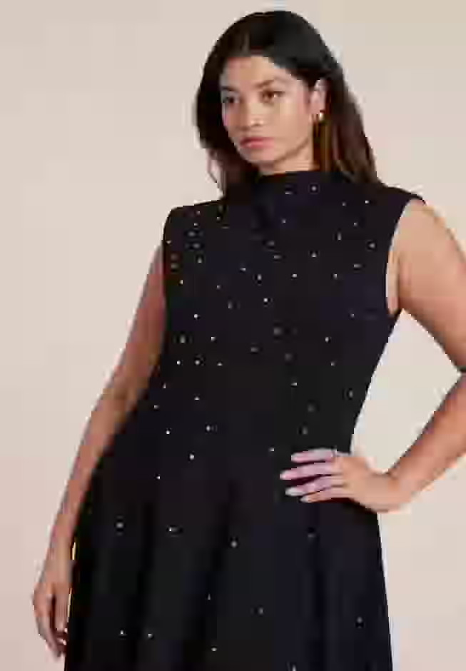 Stud Detail Ponte Midi Dress | Eloquii