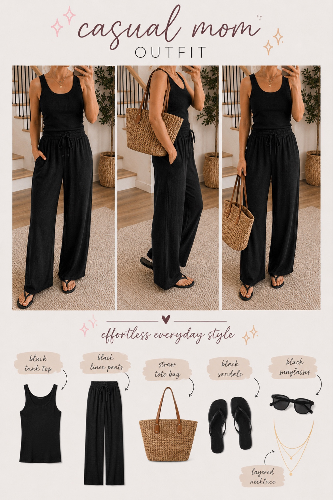 Summer outfit idea from amazon — black tank top, black linen pants, black sandal flip flops, straw tote hand bag and sunglasses 







Size 6/8 summer outfit ideas, midsize summer outfit, casual summer style, effortless everyday style, Amazon fashion midsize, petite Amazon fashion, coffee run outfit, SAHM outfits for summer

#LTKootd #LTKSaleAlert #LTKPetite