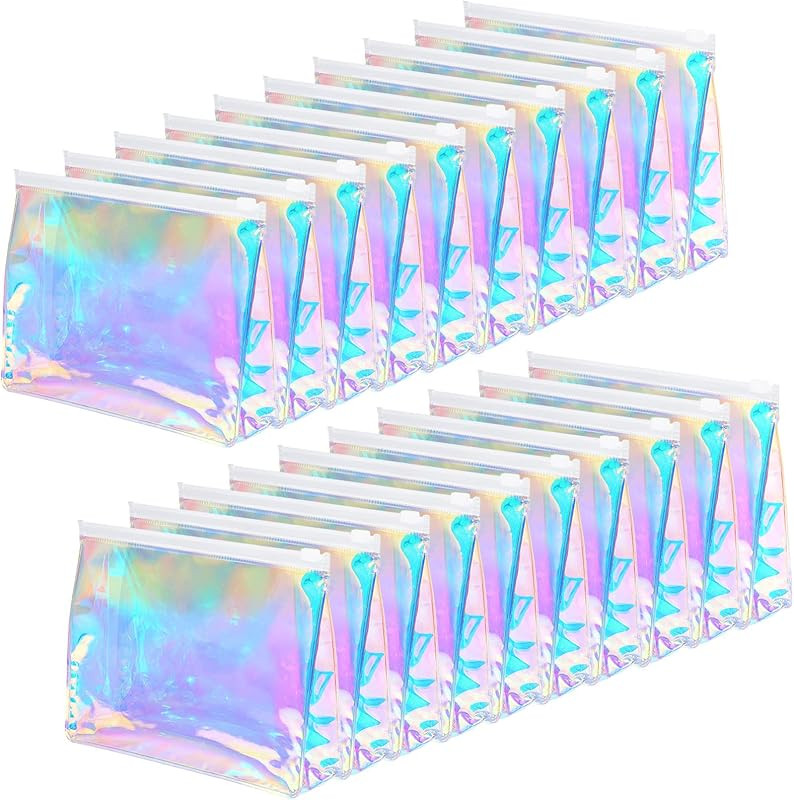 20 Pcs Holographic Makeup Bag Bulk, Clear Iridescent Cosmetic Bag Portable Waterproof PVC Makeup ... | Amazon (CA)