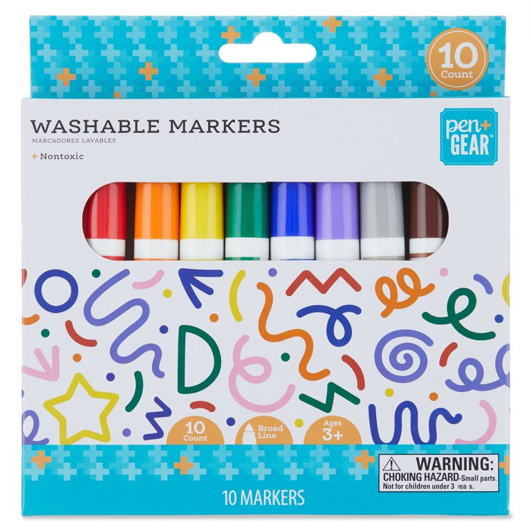 Pen+Gear Washable Markers, Broad Tip, Assorted Colors, 10 Count | Walmart (US)