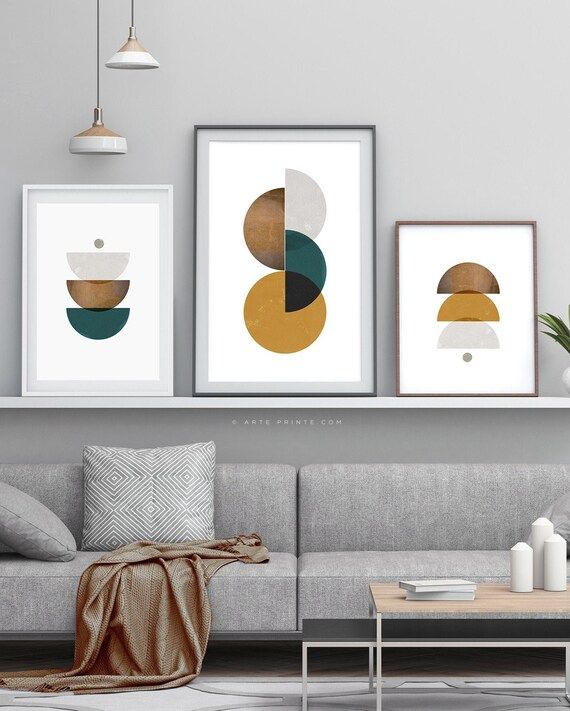 Abstract Prints Set of 3 Geometric Wall Art Large Abstract Art Modern Wall Gallery DIY Home Decor... | Etsy (US)
