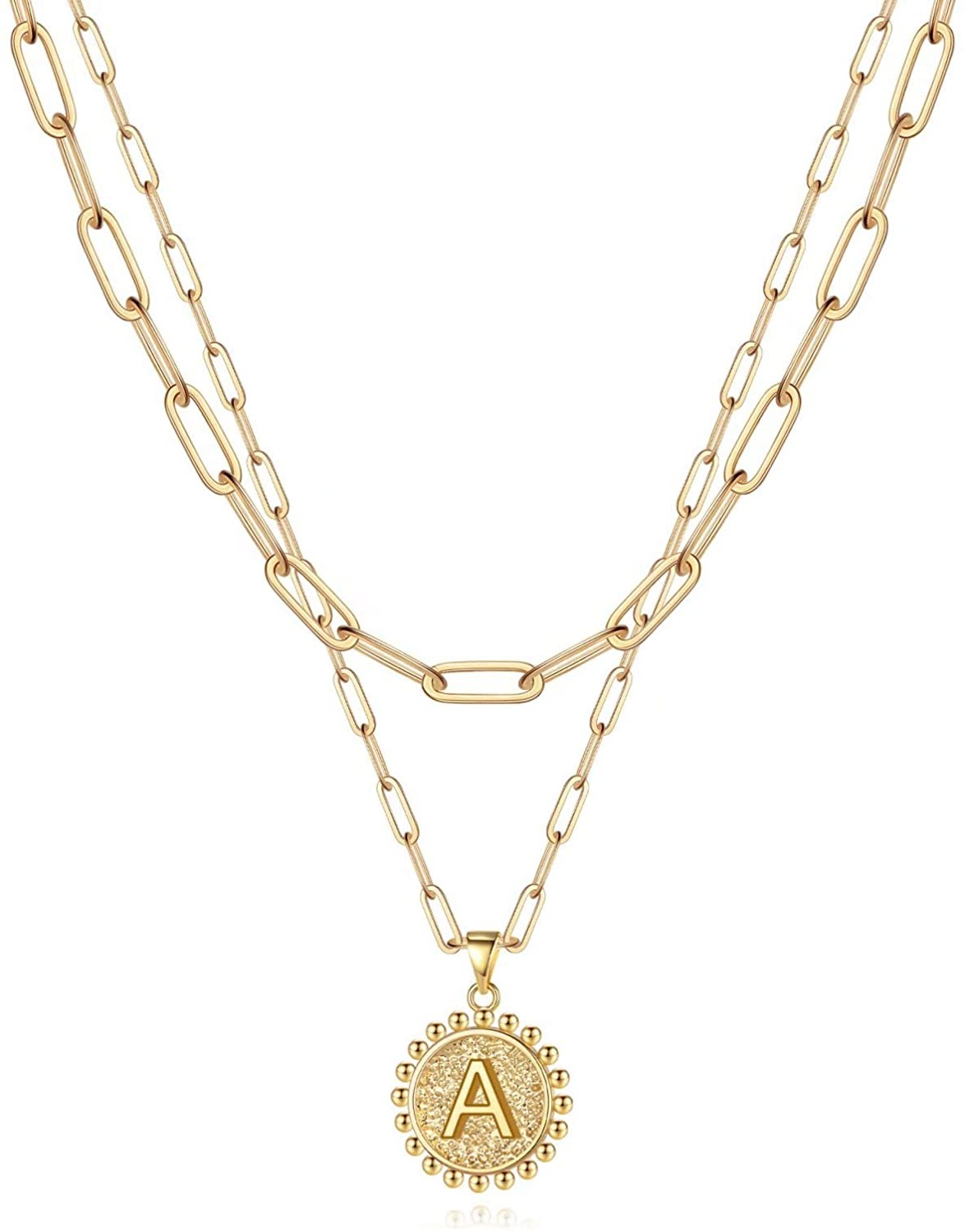 Yoosteel Gold Initial Necklaces for Women Girls, 14K Gold Plated Dainty Layering Paperclip Link C... | Amazon (US)