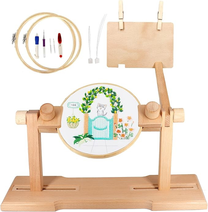 SolidGnik Embroidery Stand, Adjustable Embroidery Hoop Holder, Cross Stitch Stand with Embroidery... | Amazon (US)