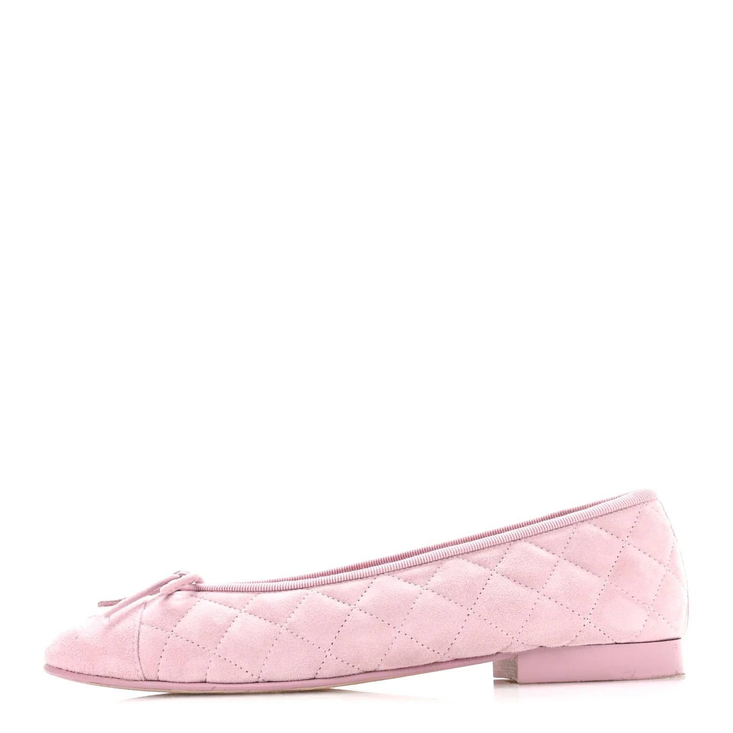 Chanel Suede Kidskin Quilted Cap Toe CC Ballerina Flats 38.5 Light Pink 1910315 | FASHIONPHILE (US)