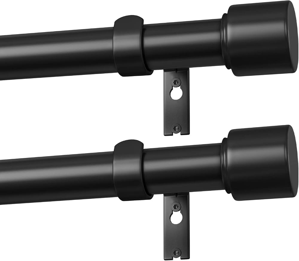 IFELS Heavy Duty Curtain Rods for Windows 28 to 48 Inch - 2 Pack,Modern Design M3,Black,28-48" | Amazon (US)