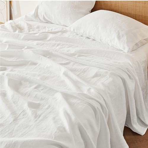Bedsure King Size Bed Sheets, Cotton Linen Sheet Set, Anti - Pilling, Ultra-Soft & Breathable, De... | Amazon (US)
