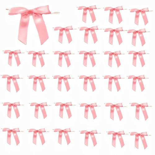 50 PCS Pink Bows for Christmas Tree Crafts Small Pink Bow 2.7″ Christmas Satin Twist Tie Bows for Tree Decor Cake Gift Wrapping Ribbon Christmas Bow Decor Ornaments Christmas Decorations for Party | Amazon (US)