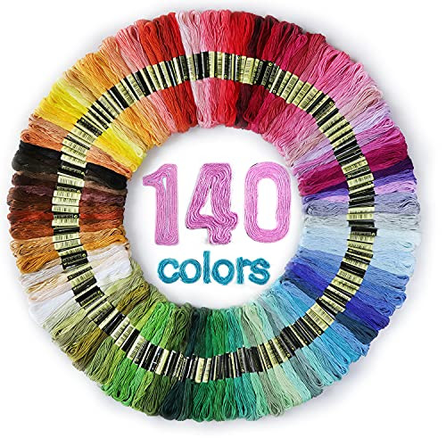 Premium Rainbow Color Embroidery Floss 140 Skeins Per Pack with Cotton for Cross Stitch Threads, Bra | Amazon (US)
