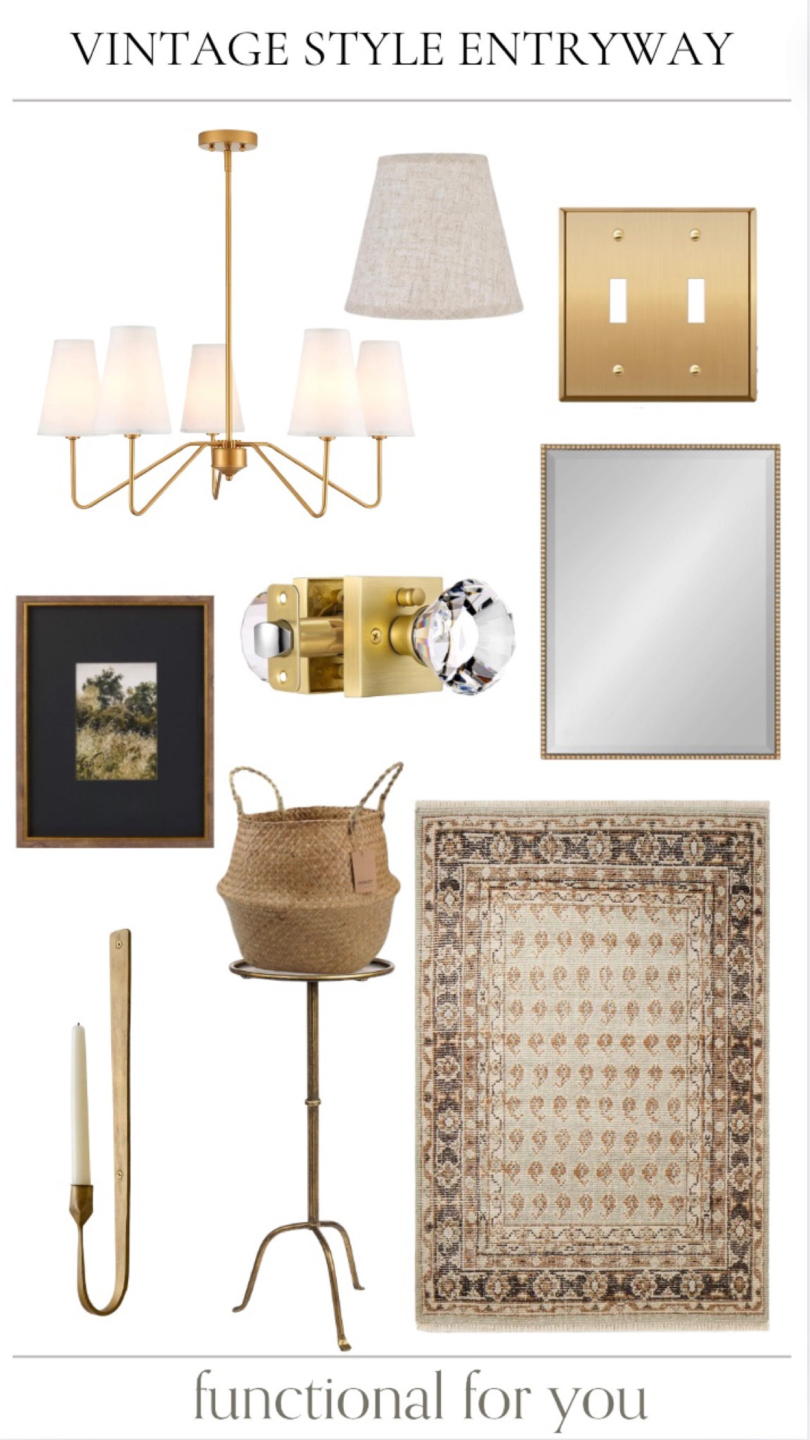 ✨Vintage style entryway✨ We swapped the chandelier shades for the ones you see linked, and used Rub n’ buff to get the yellow tone out of the door knobs. Couldn’t love this combo more!!!

#LTKHome