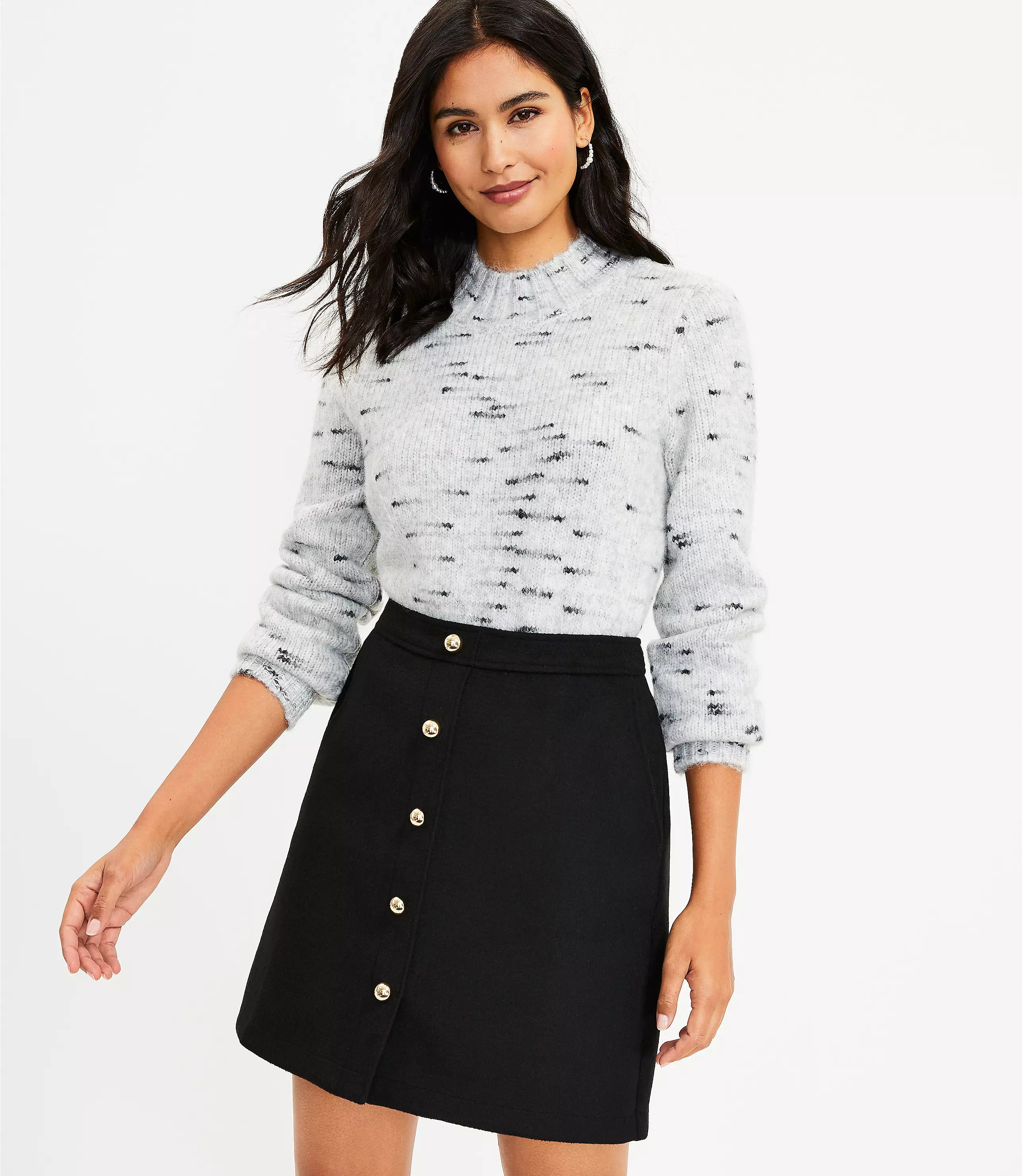 Wooly Button Pocket Skirt | LOFT