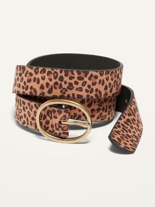 Leopard-Print Velvet O-Ring Belt For Women (1.25-Inch) | Old Navy (US)