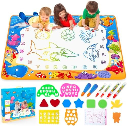 Water Doodle Mat - Kids Painting Writing Color Doodle Drawing Mat Toy Bring Magic Pens Educationa... | Amazon (US)