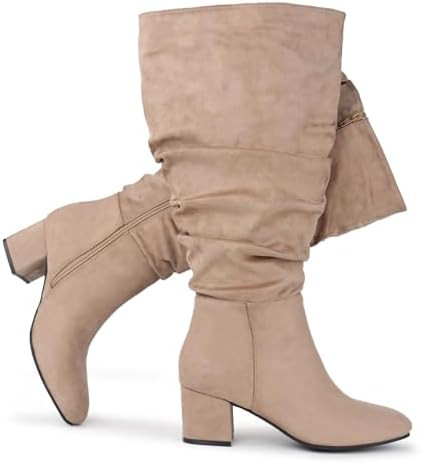 Women's Extra Wide Calf Dress Boots Slouchy Suede Boots with Block Heel | Amazon (US)