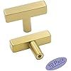 goldenwarm Brushed Brass Cabinet Knobs Gold Kitchen Hardware Pulls - LS1212GD Single Hole Square ... | Amazon (US)