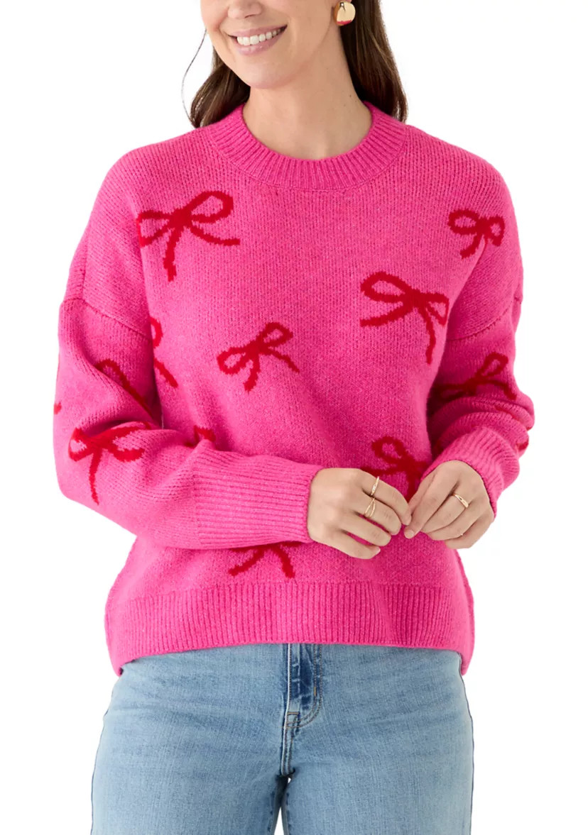 Women's All Over Bow Crew Neck Sweater | Belk