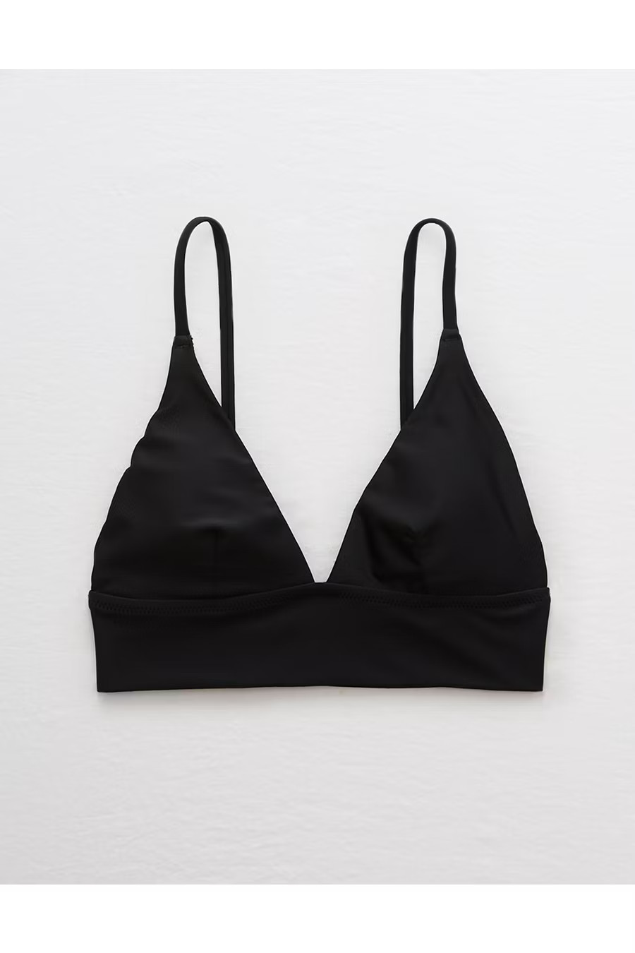 Aerie Longline Triangle Bikini Top Women's True Black L | American Eagle Outfitters (US & CA)